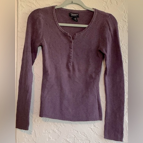 American Eagle Outfitters Sweaters - American Eagle Outfitters Purple Ribbed Long Sleeve Sweater